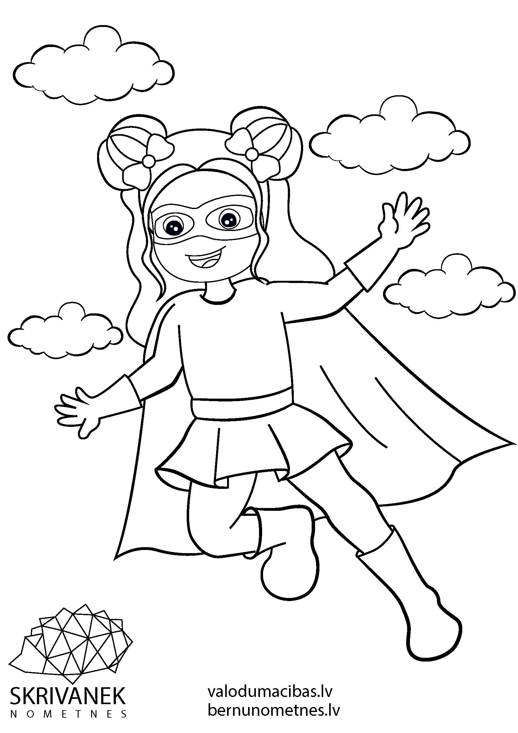 Skrivanek bezmaksas krāsojamās lapas bērniem, Supermeitene