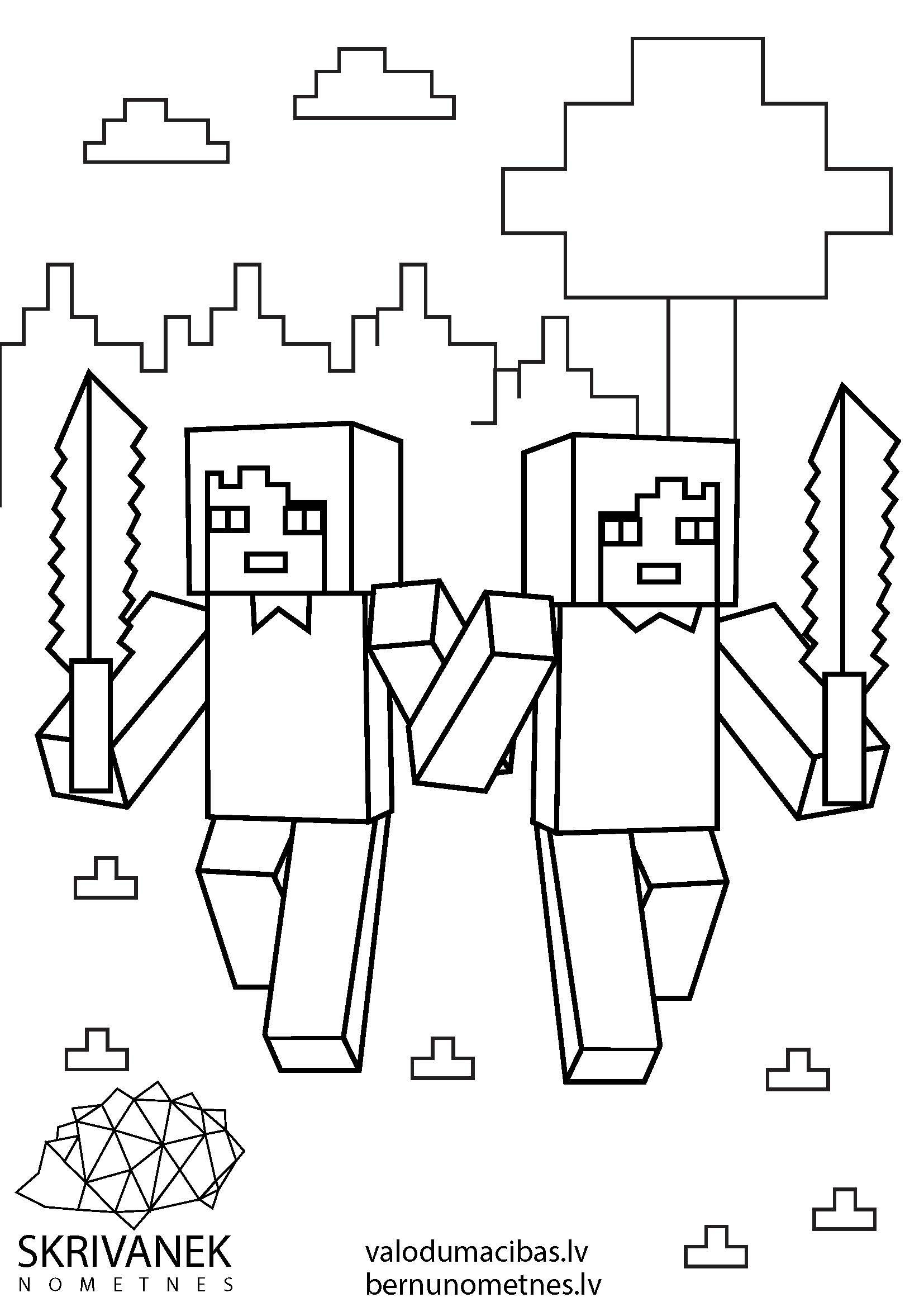 Skrivanek bezmaksas krāsojamās lapas bērniem, Minecraft iet